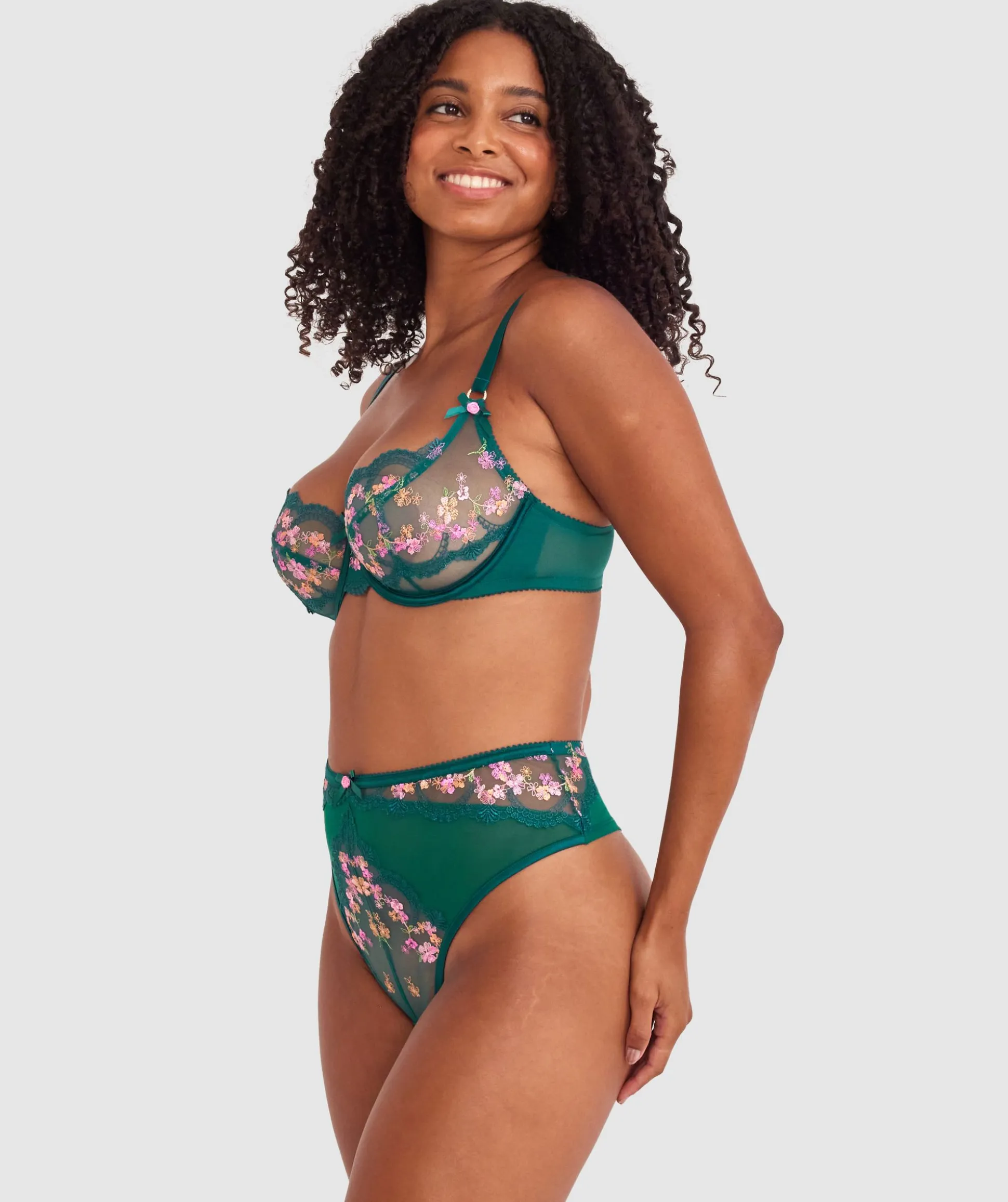 Enchanted Margaux High Waist G String - Dark Green/ Multicolour