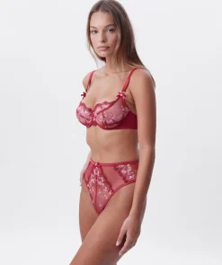 Enchanted Margaux High Waist G String - Dark Red