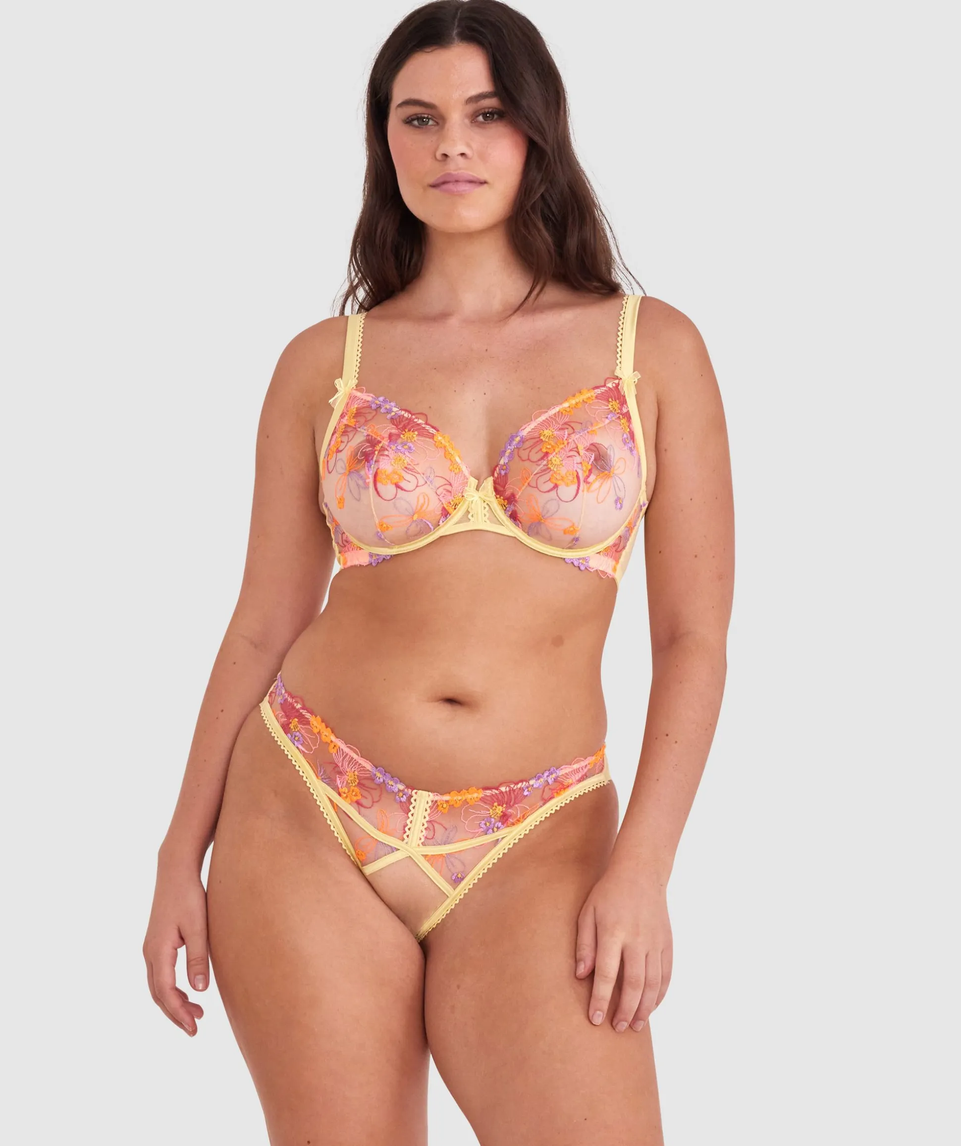 Enchanted Mi Amor High Leg Brazilian Knicker - Yellow/ Multicolour