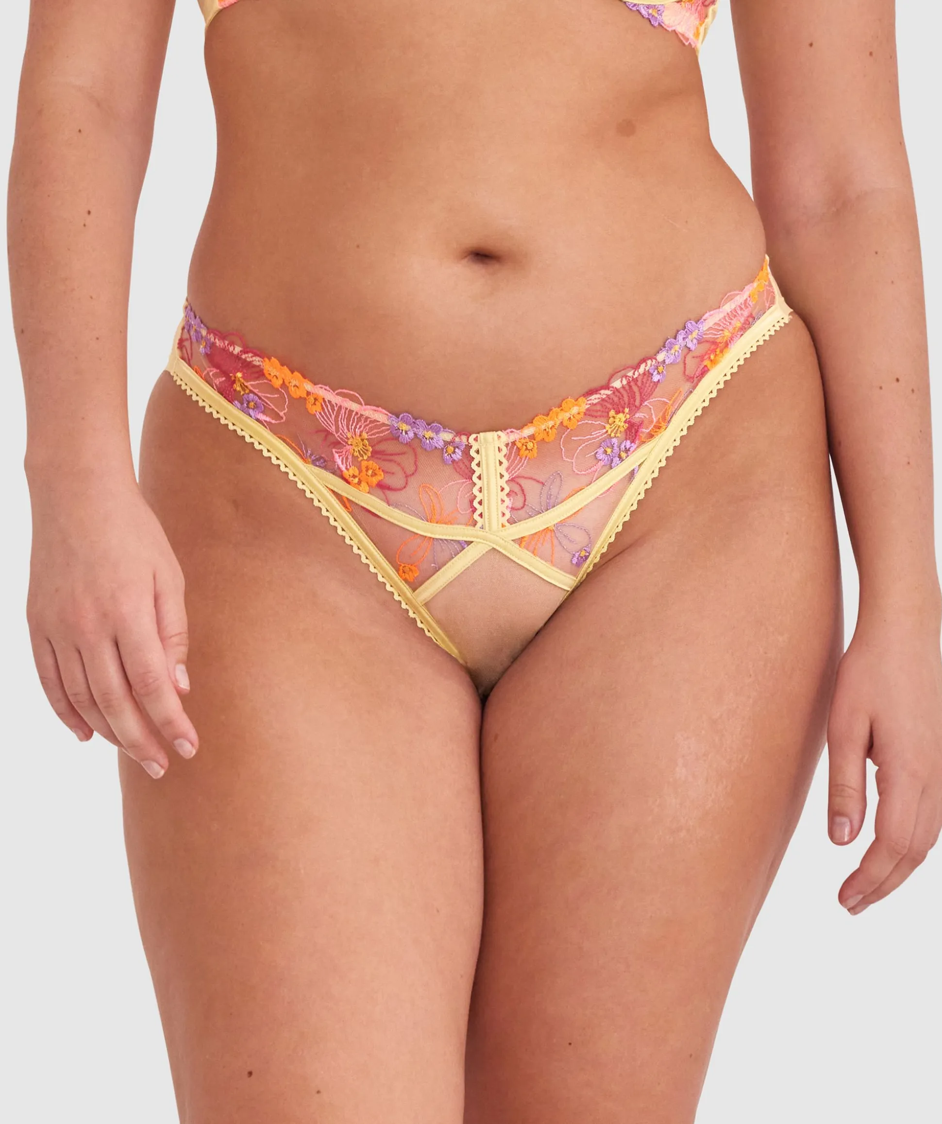 Enchanted Mi Amor High Leg Brazilian Knicker - Yellow/ Multicolour