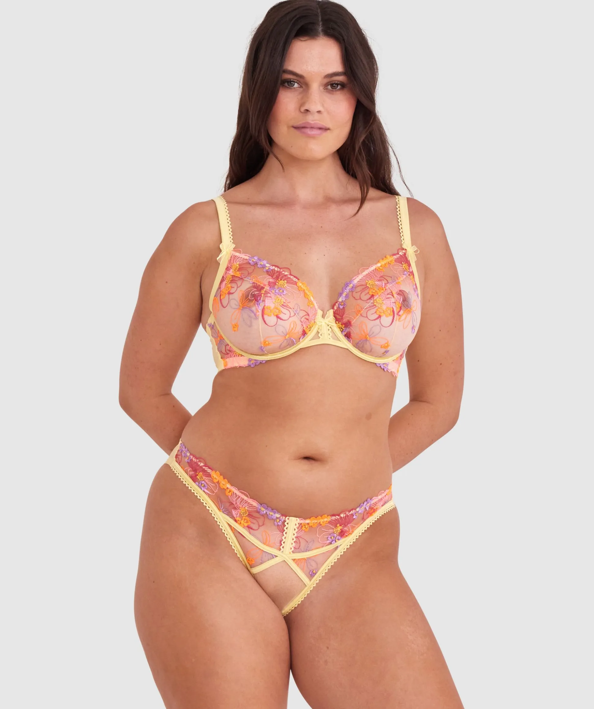 Enchanted Mi Amor High Leg Brazilian Knicker - Yellow/ Multicolour