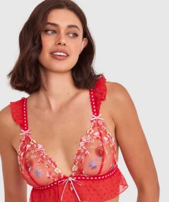 Enchanted She's So Lucky Bralette - Red/Multicolour