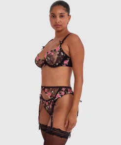 Enchanted True Love Suspender - Black/Multicolour