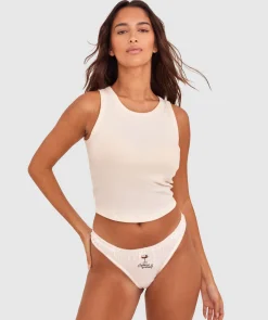 Espresso High Leg G String - Cream