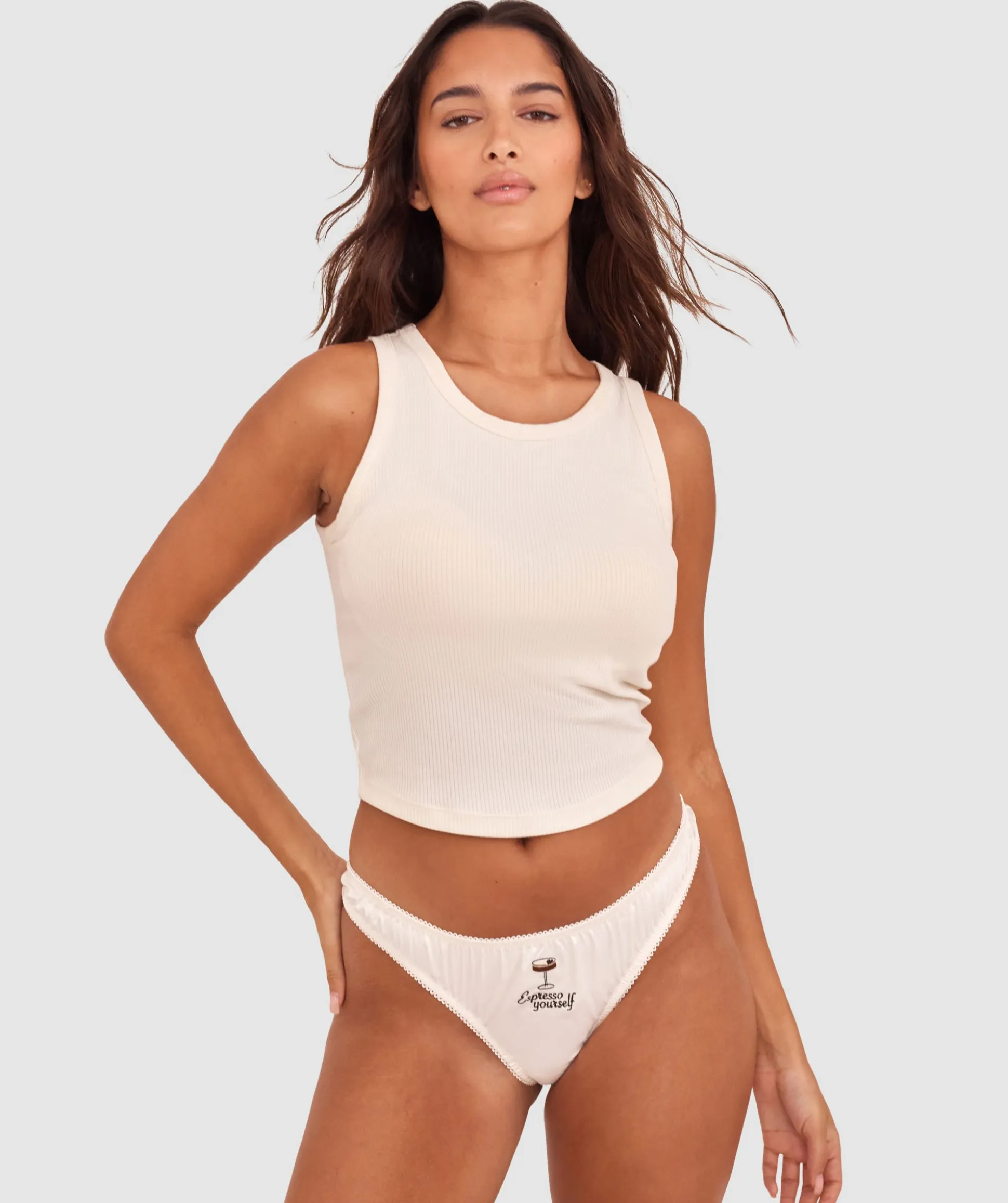 Espresso High Leg G String - Cream