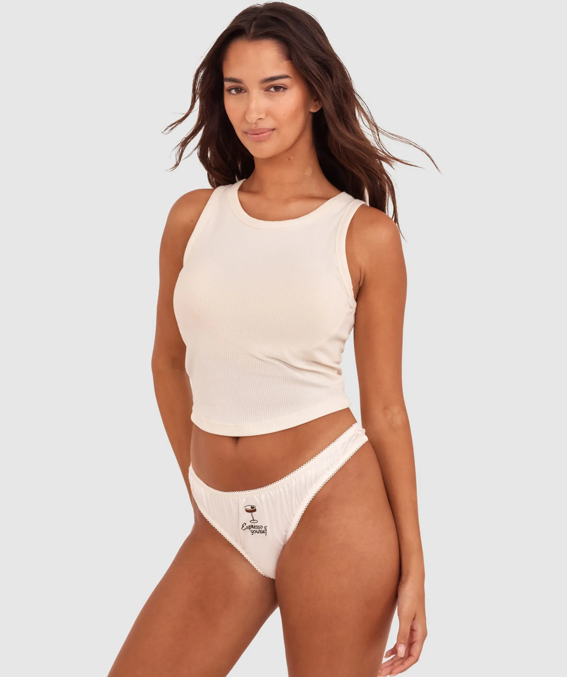 Espresso High Leg G String - Cream