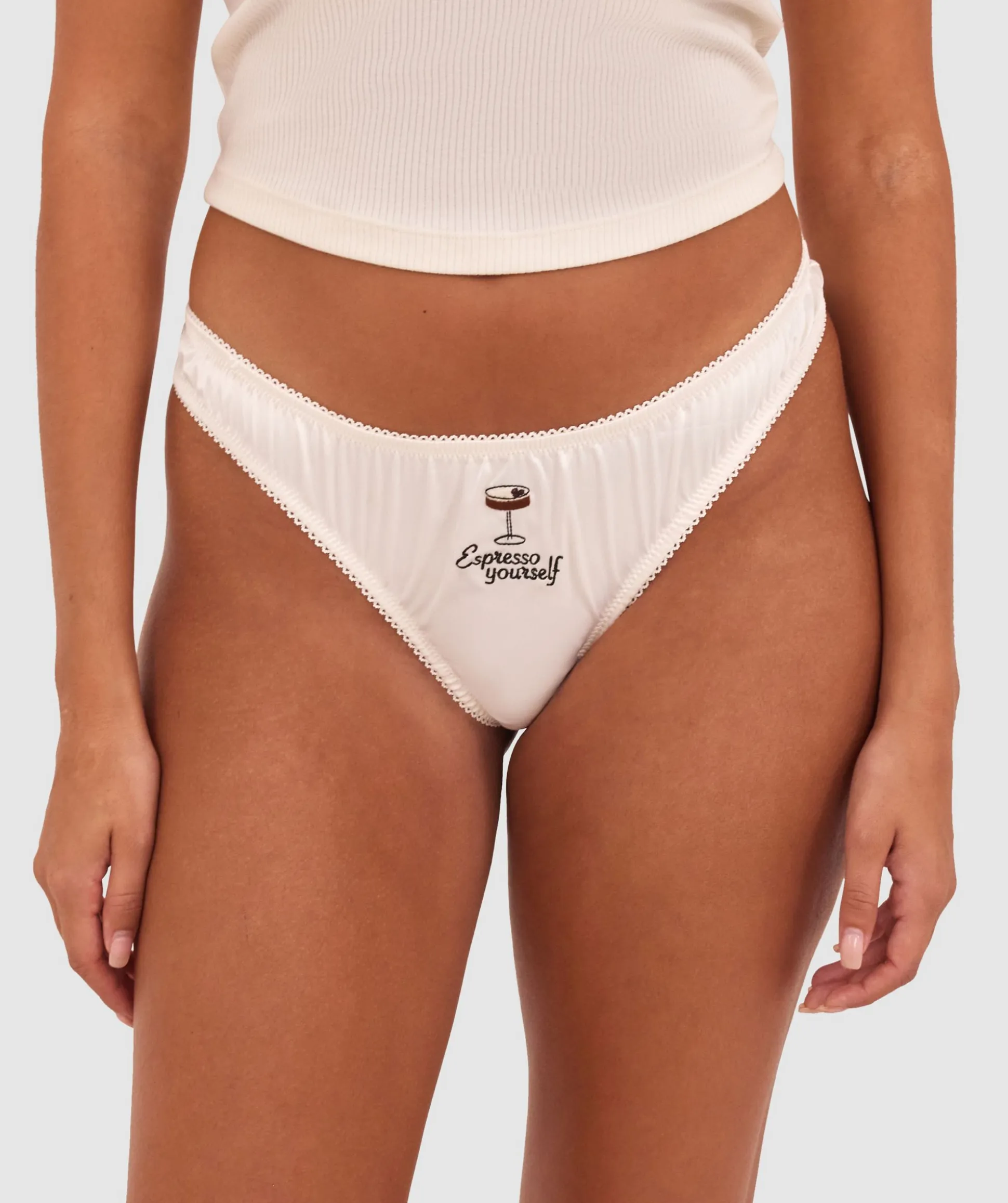 Espresso High Leg G String - Cream