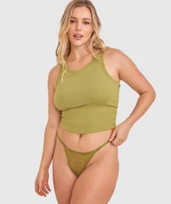 Evelyn Hi Leg String - Khaki