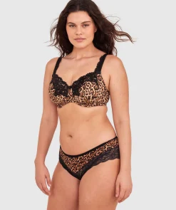 Faith Brazilian Knicker - Print Animal/Black