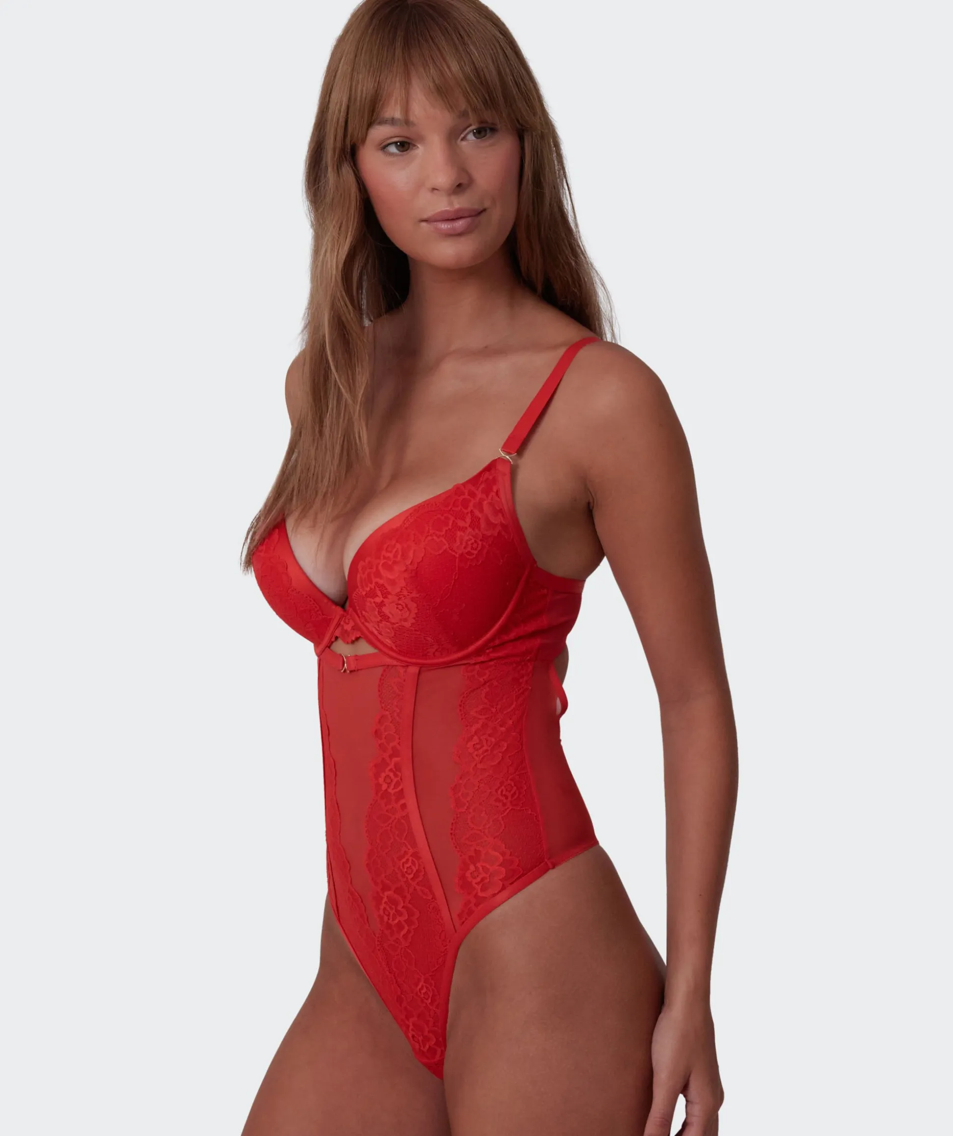 Imogen Push Up Bodysuit - Light Red