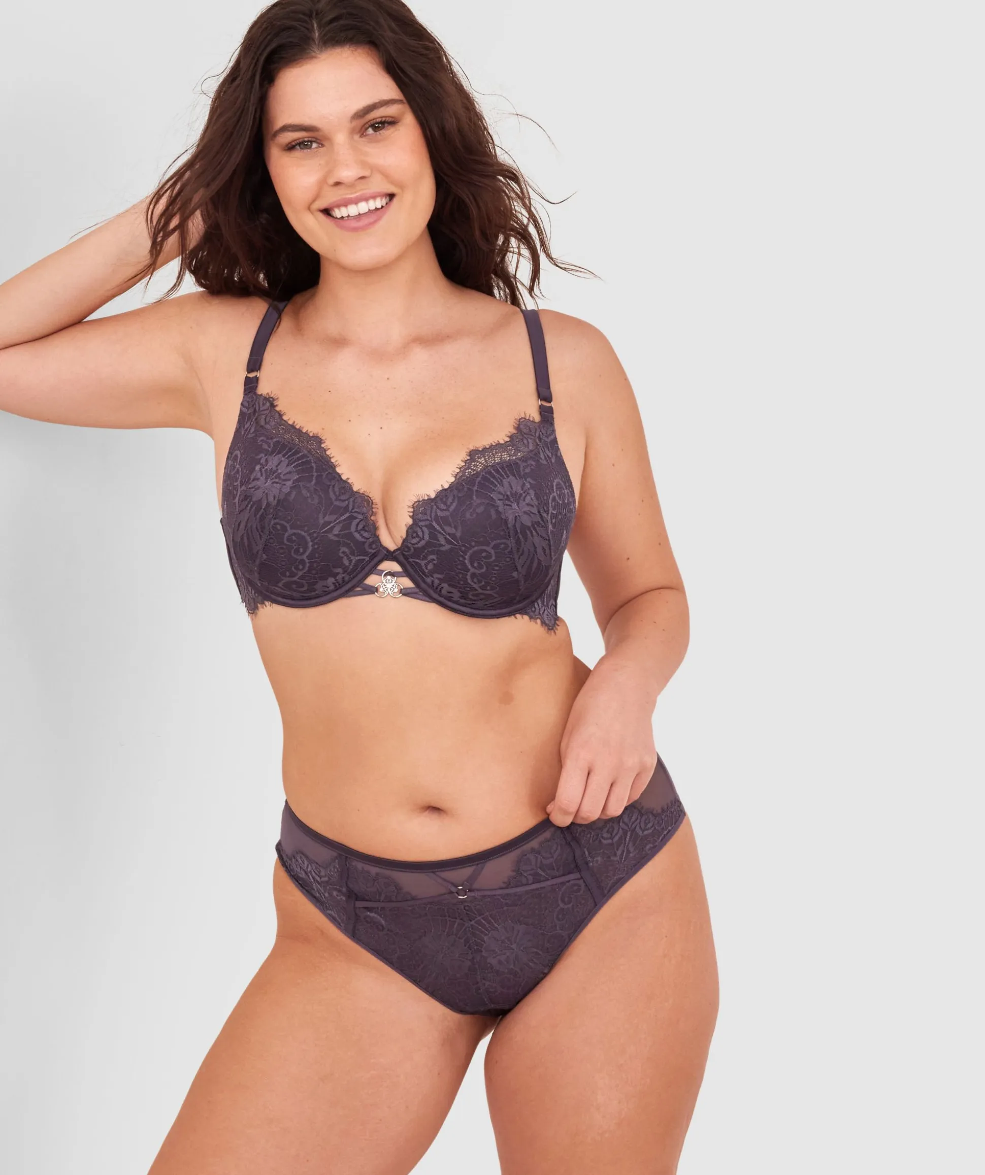 Ingrid High Waist Brazilian Knicker - Dark Grey