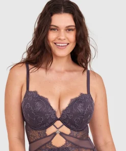 Ingrid Push Up Bodysuit - Dark Grey