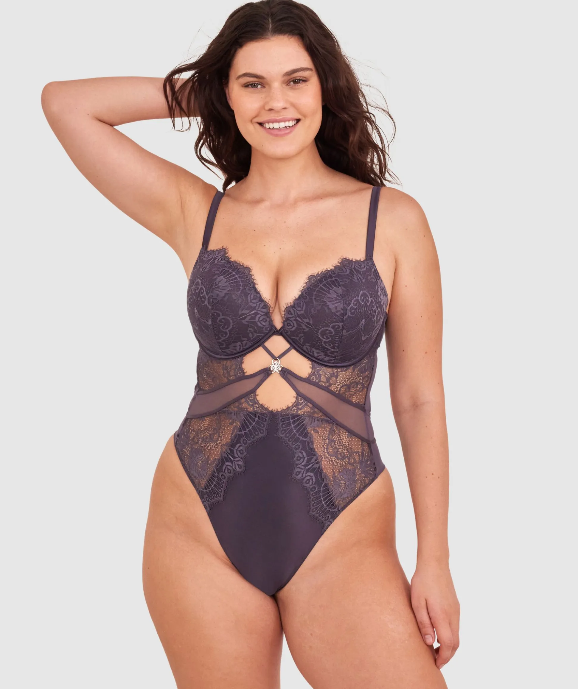 Ingrid Push Up Bodysuit - Dark Grey