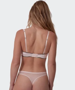 Jadey Lightly Lined Balconette Bra - Oatmeal Black