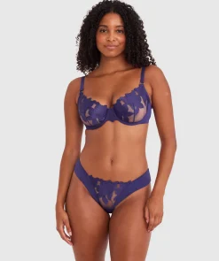 Lillyanna High Leg Brazilian Knicker - Dark Blue