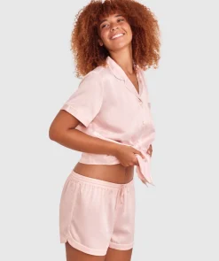 Liquid Satin Short - Pale Pink/White