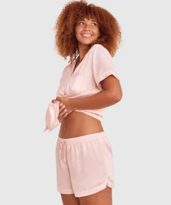 Liquid Satin Short - Pale Pink/White