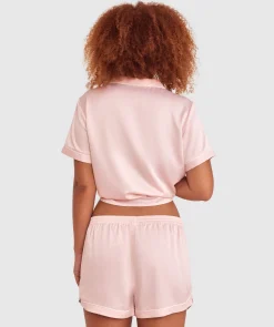 Liquid Satin Short - Pale Pink/White