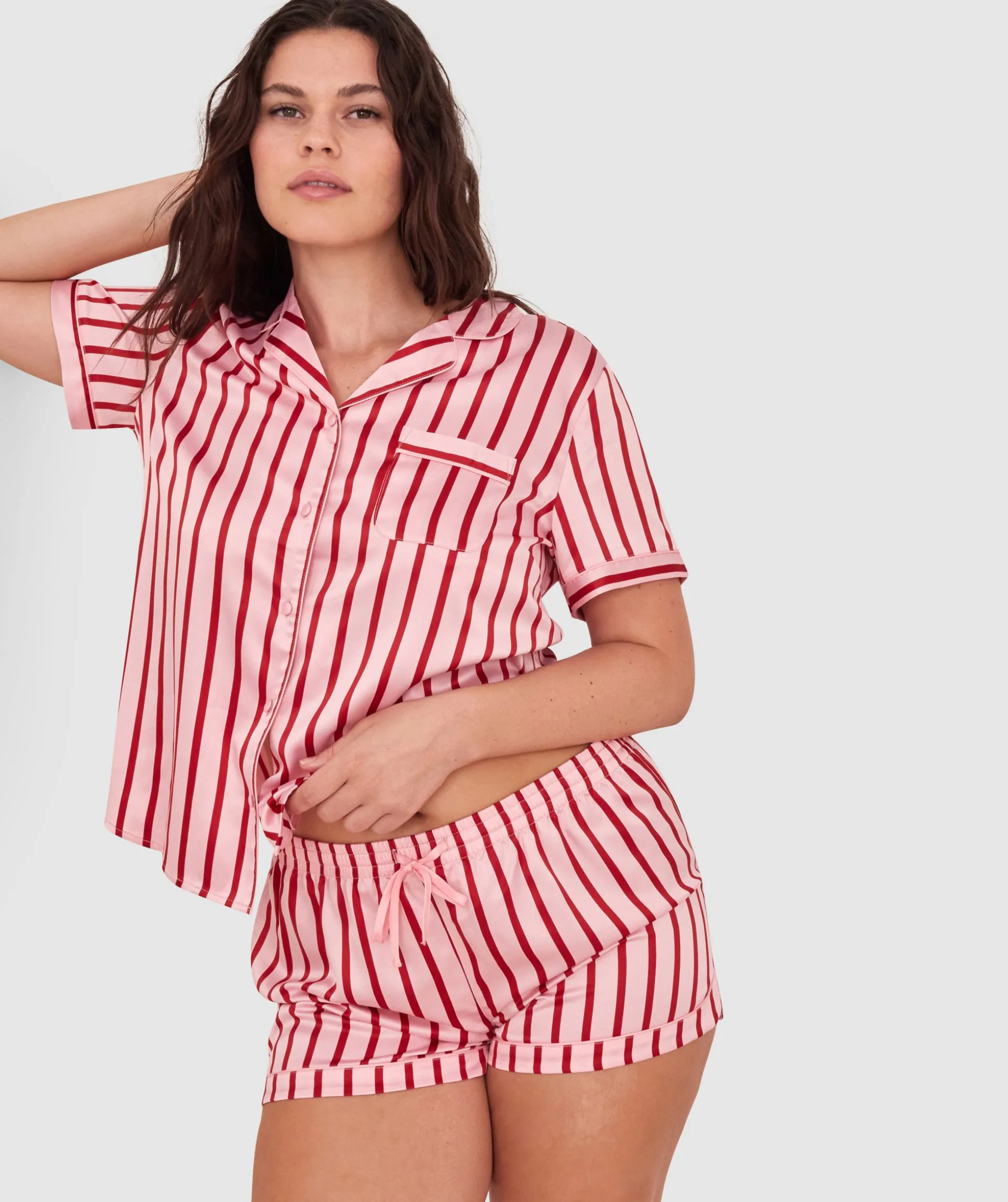 Liquid Satin Short-Print Stripe