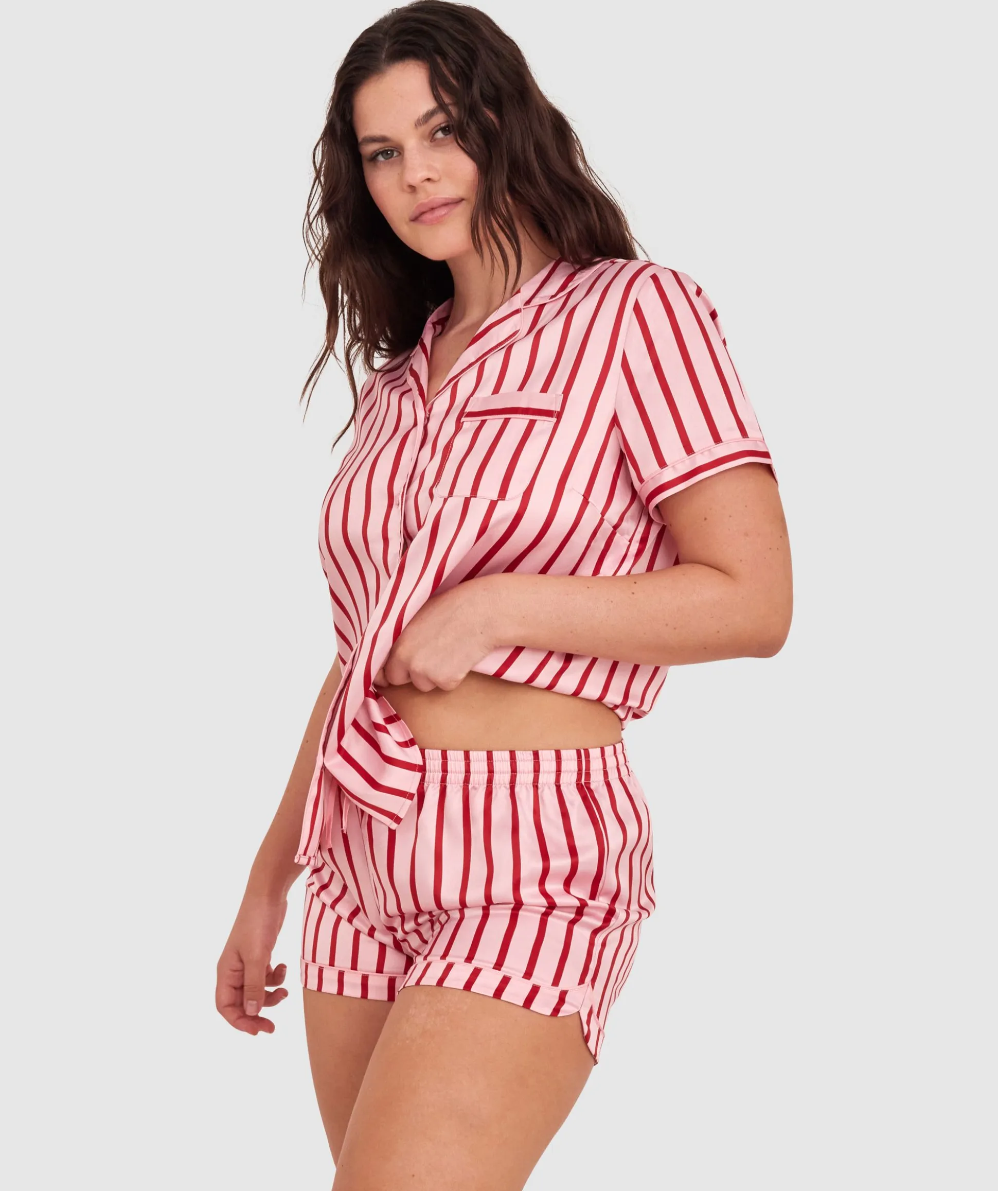 Liquid Satin Short-Print Stripe