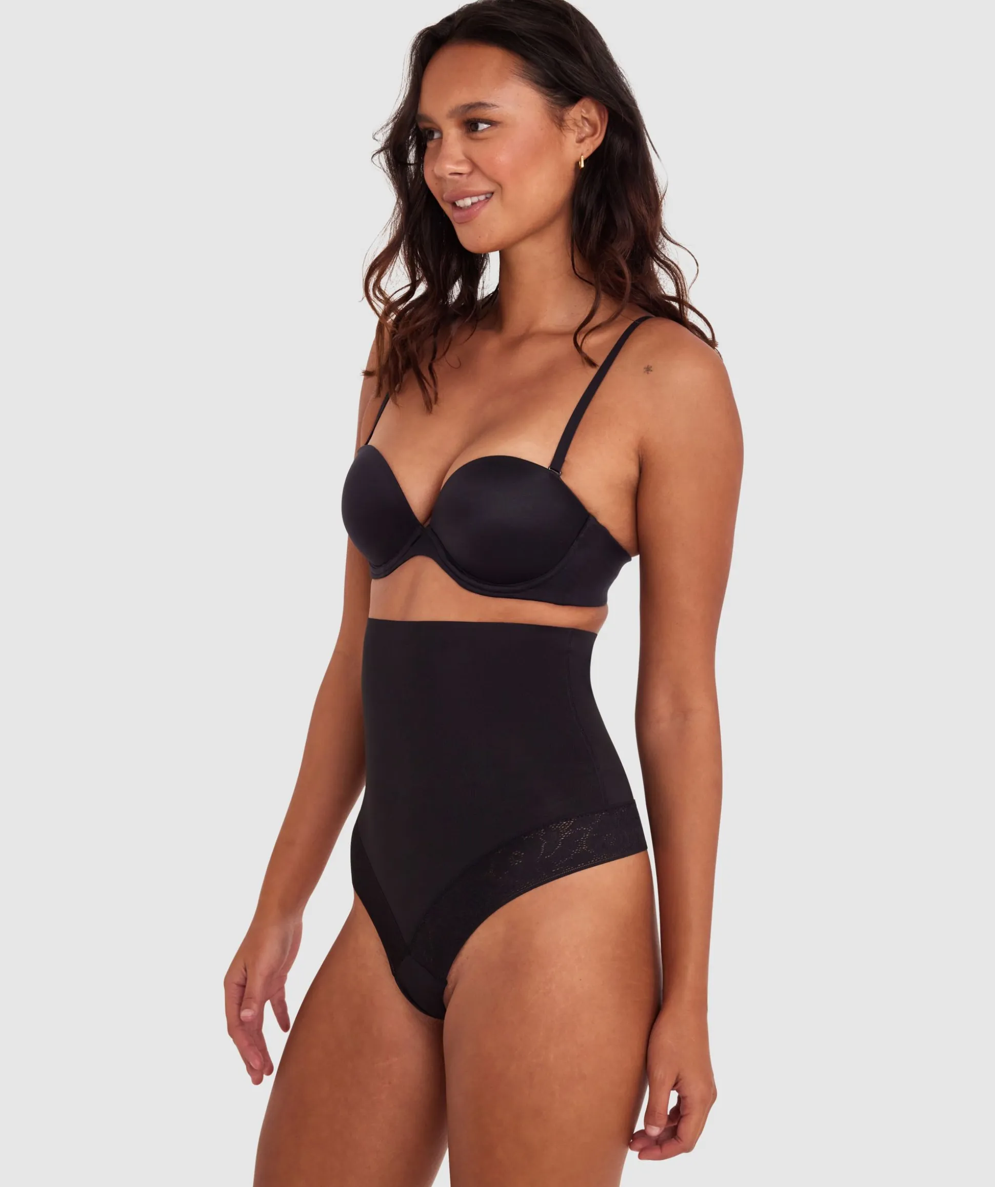 Luxe Solutions Control High Waisted V String - Black