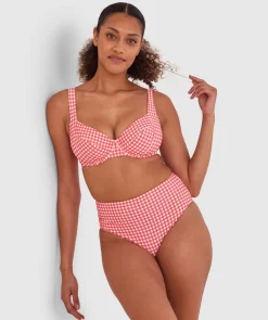 Maddison High Waist Bikini Bottom - Print Check