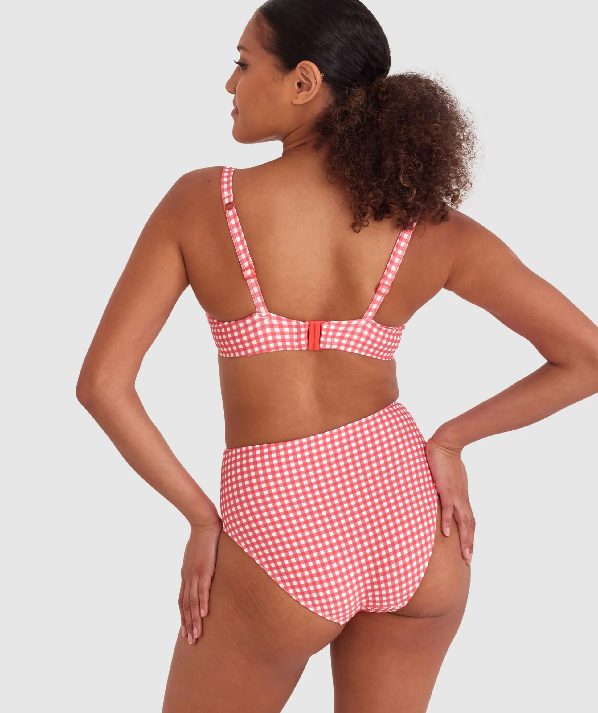 Maddison High Waist Bikini Bottom - Print Check