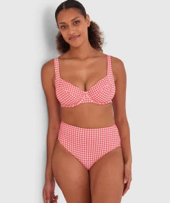Maddison High Waist Bikini Bottom - Print Check