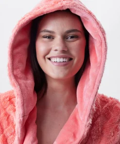 Maxine Short Hooded Gown - Dark Coral