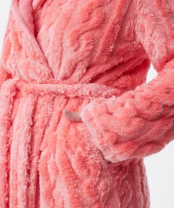 Maxine Short Hooded Gown - Dark Coral