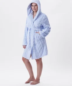 Maxine Short Hooded Gown - Light Blue