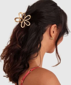 Metal Flower Hair Clip - Gold