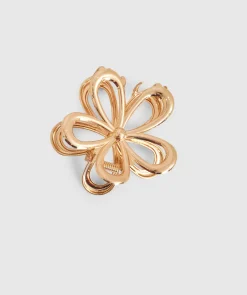 Metal Flower Hair Clip - Gold