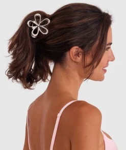 Metal Flower Hair Clip - Silver