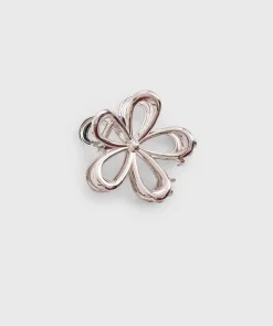 Metal Flower Hair Clip - Silver