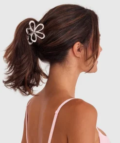 Metal Flower Hair Clip - Silver