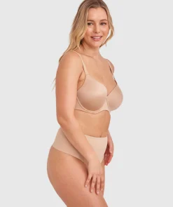 Microfibre High Waist V String Knicker - Nude