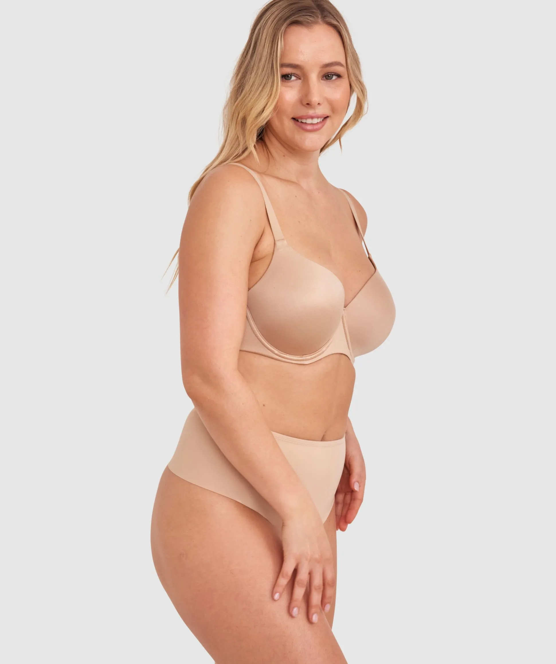 Microfibre High Waist V String Knicker - Nude