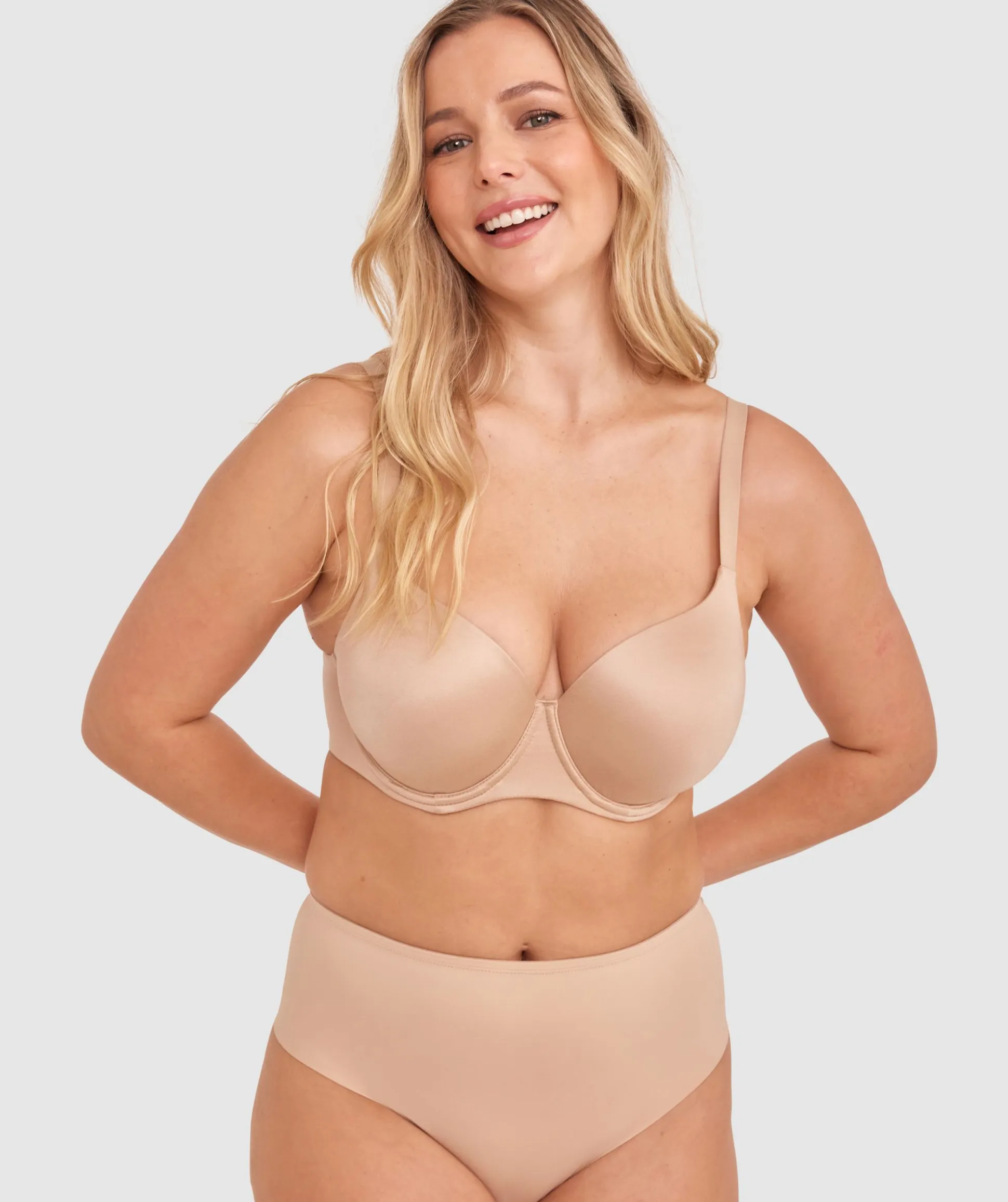Microfibre High Waist V String Knicker - Nude