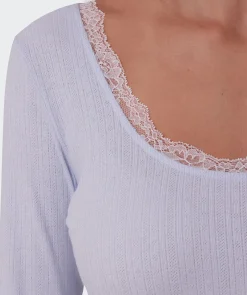 Mix And Match Long Sleeve Top-Light Blue