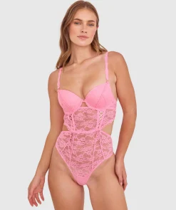 Monique Push Up Bodysuit-Pink