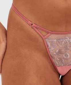 Night Games Bare All Unlined Delight & String Set - Rose/Lilac