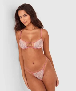Night Games Bare All Unlined Delight & String Set - Rose/Lilac