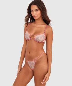 Night Games Bare All Unlined Delight & String Set - Rose/Lilac