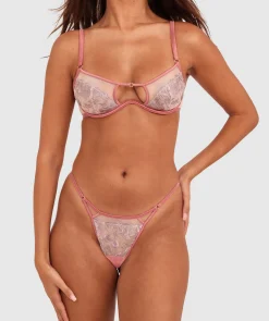 Night Games Bare All Unlined Delight & String Set - Rose/Lilac