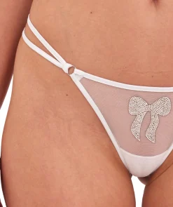 Night Games Bedazzle Me Unlined Bra & String Set - Silver