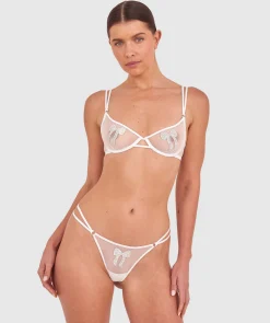 Night Games Bedazzle Me Unlined Bra & String Set - Silver