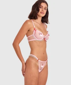 Night Games Bottomless Brunch Unlined Bra - Light Pink/ Mint Green