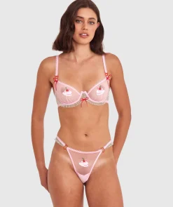 Night Games Bottomless Brunch Unlined Bra - Light Pink/ Mint Green