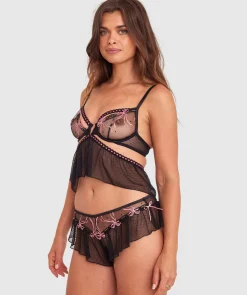 Night Games Bow Peep French Knicker - Black